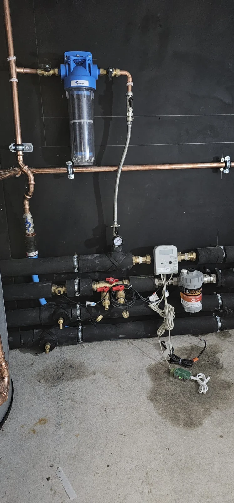 Water filter and insulated pipe runs
